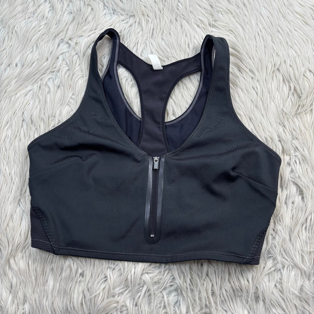 Free People FP Movement Women's M Black Layered Look Zip Front Sports Bra